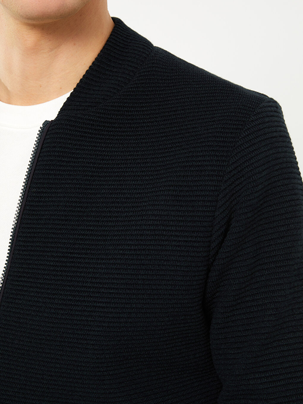 كارديجان تريكو بياقة كلية عادي للرجال-4