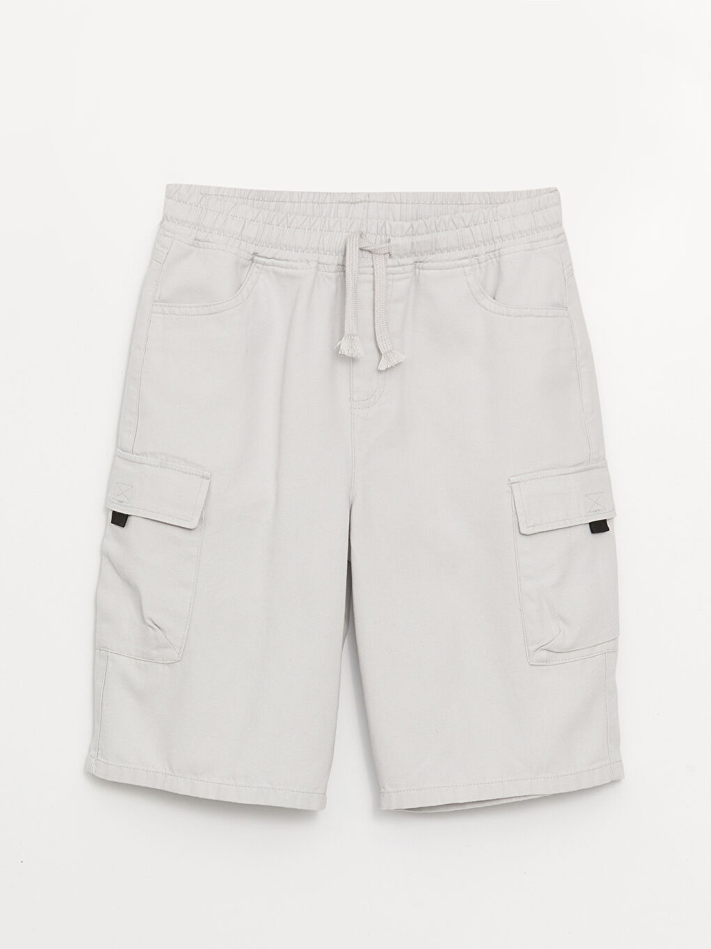Gri Rahat Kalıp Beli Lastikli Erkek Çocuk Kargo Şort-2