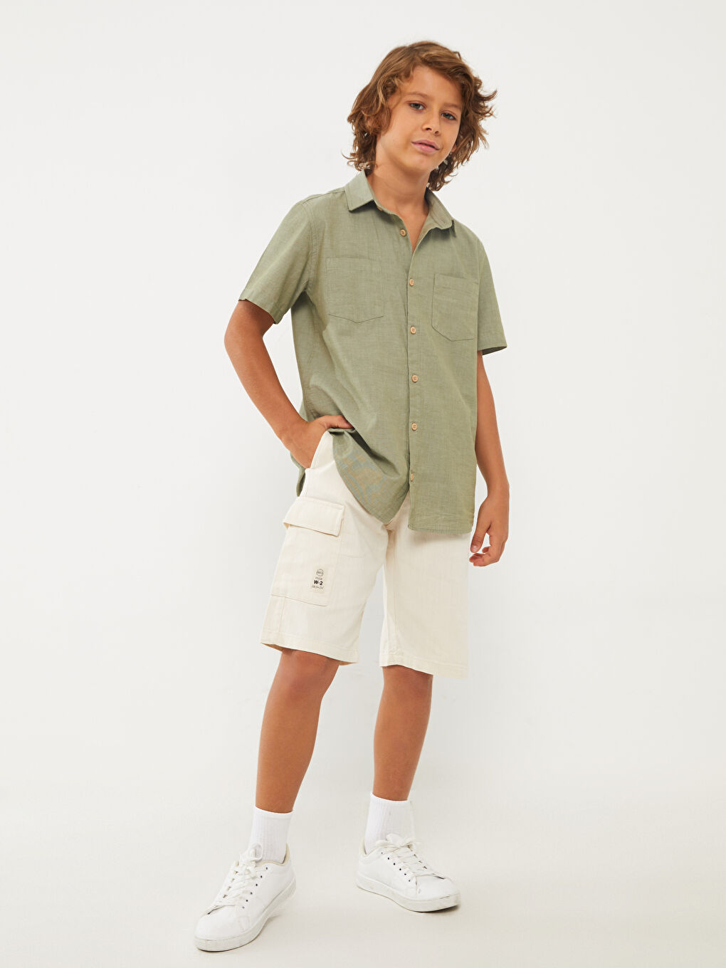 Pantaloni Cargo Basic Baieti Din Gabardine