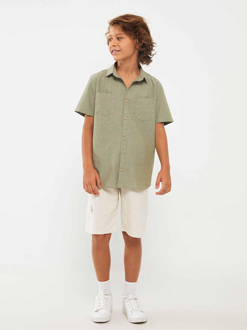 Pantaloni Cargo Basic Baieti Din Gabardine-1