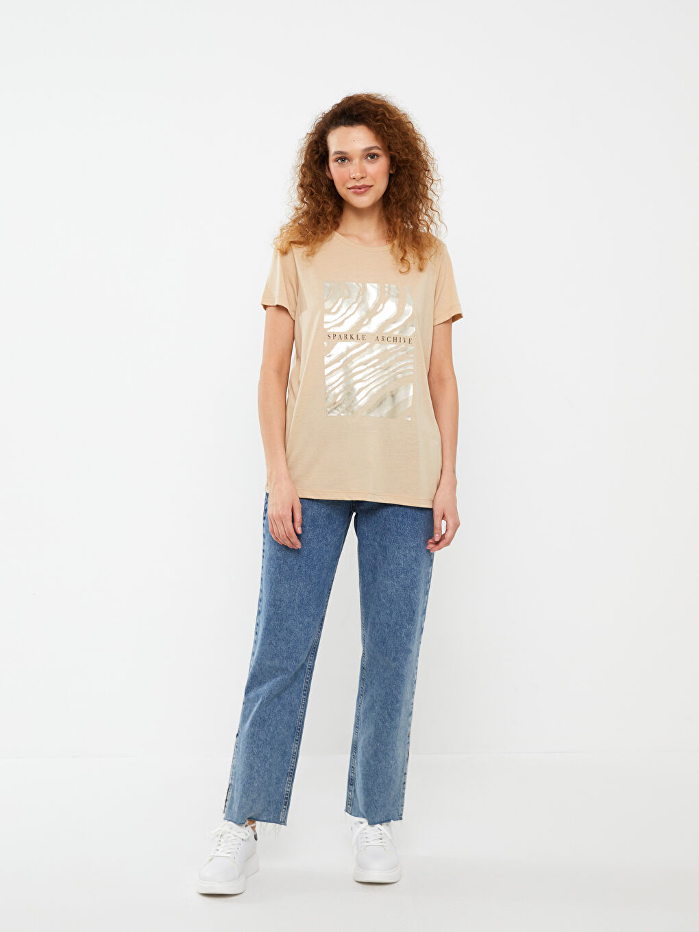 LCWAIKIKI Classic Crew Neck Printed Short Sleeve Women's T-Shirt -S3DV24Z8-KNF