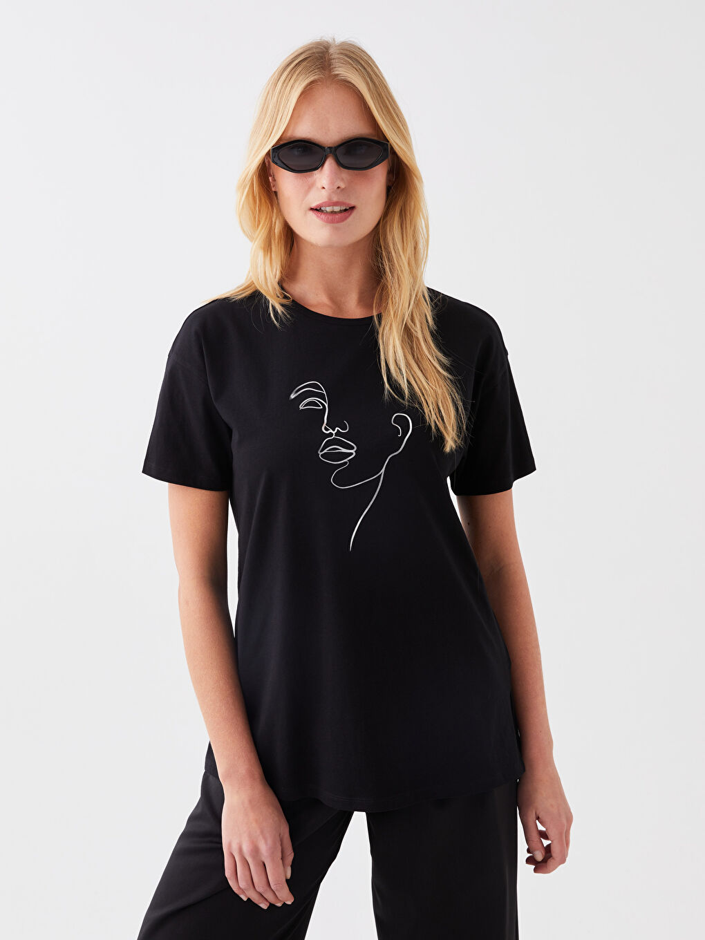 Crew Neck Printed Short Sleeve Women's T-Shirt -S3DV26Z8-CVL