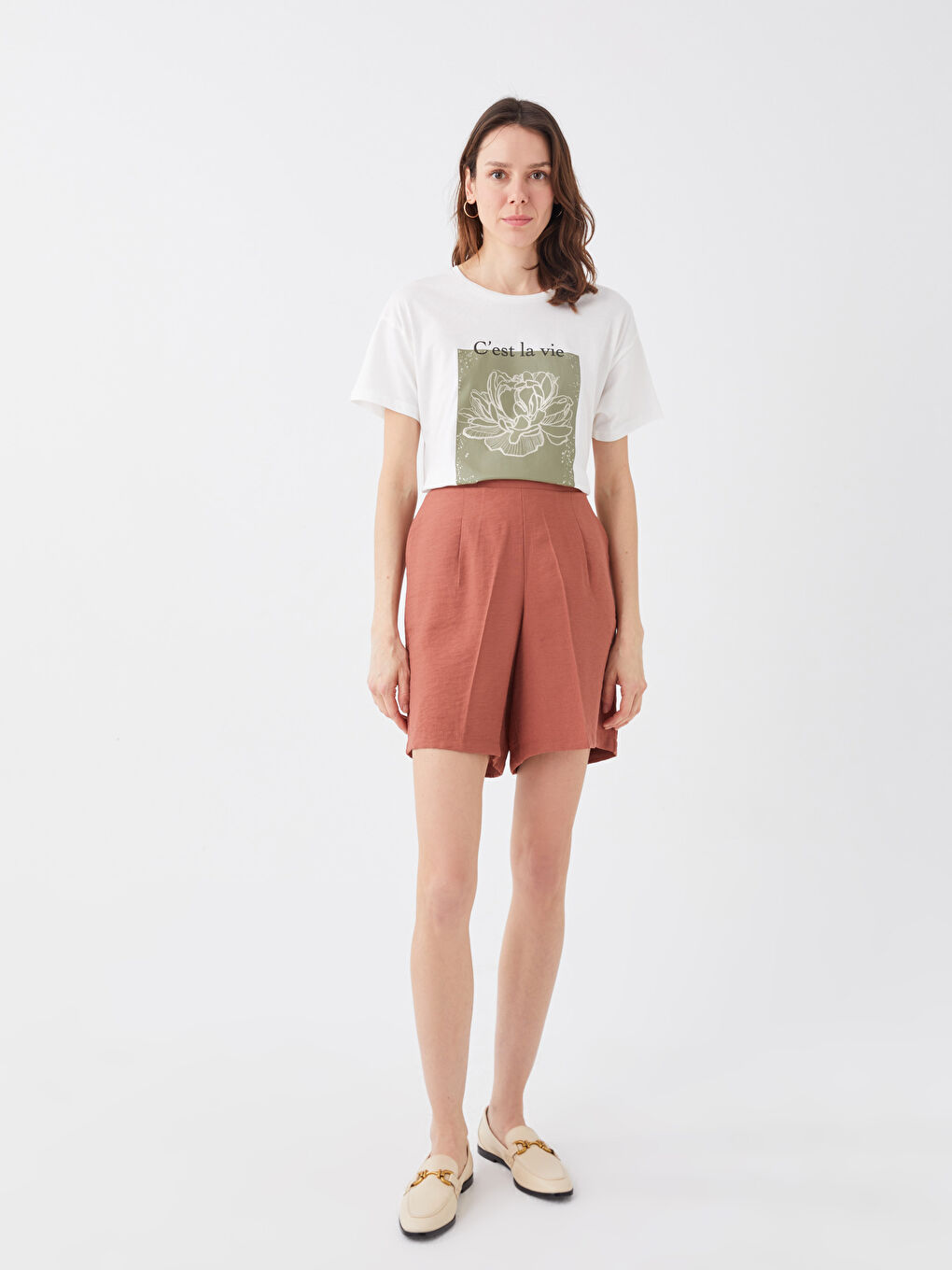 LCWAIKIKI Classic Crew Neck Printed Short Sleeve Women's T-Shirt -S3DV28Z8-FEW