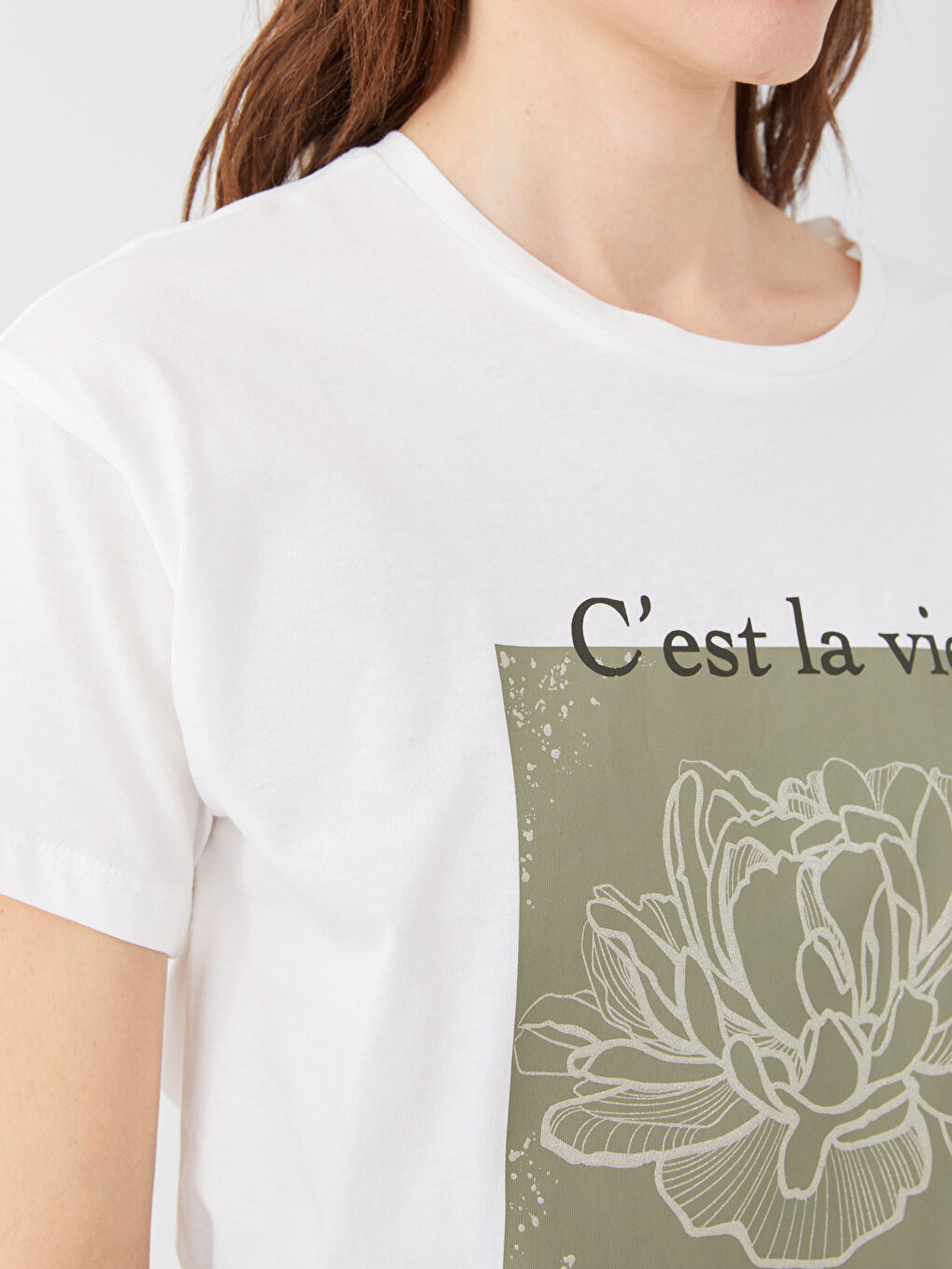 LCWAIKIKI Classic Crew Neck Printed Short Sleeve Women's T-Shirt -S3DV28Z8-FEW