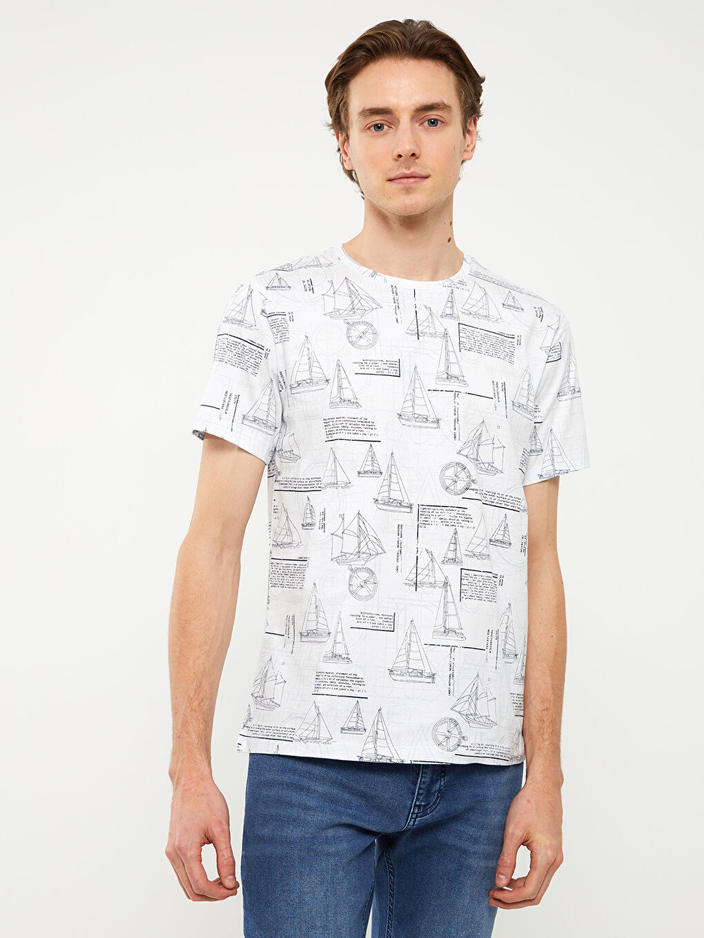 Футболка Мужская Джерси С Узором, Коротким Рукавом И Круглым Вырезом-1