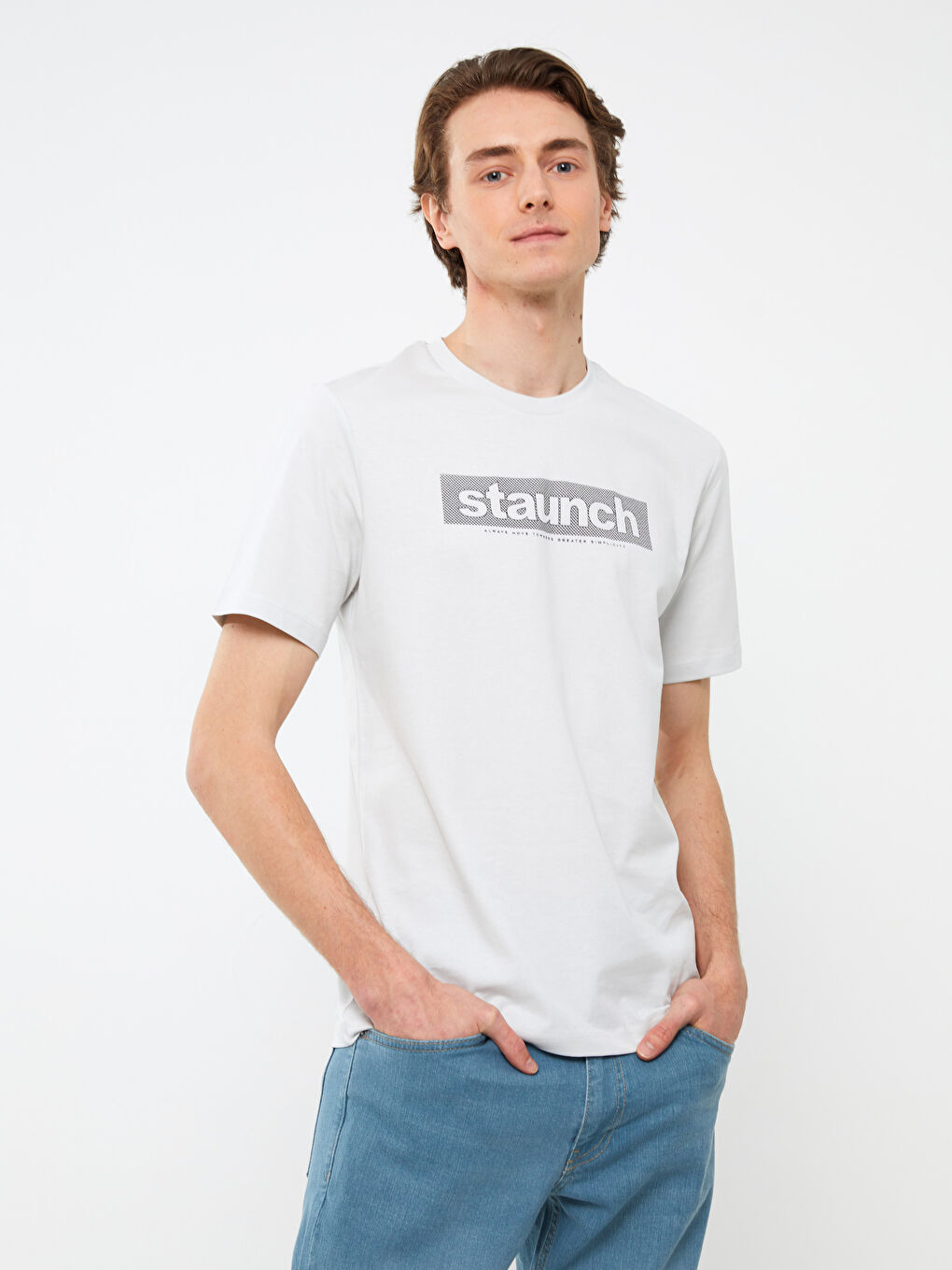 Crew Neck Short Sleeve Printed Combed Cotton Men's T-shirt