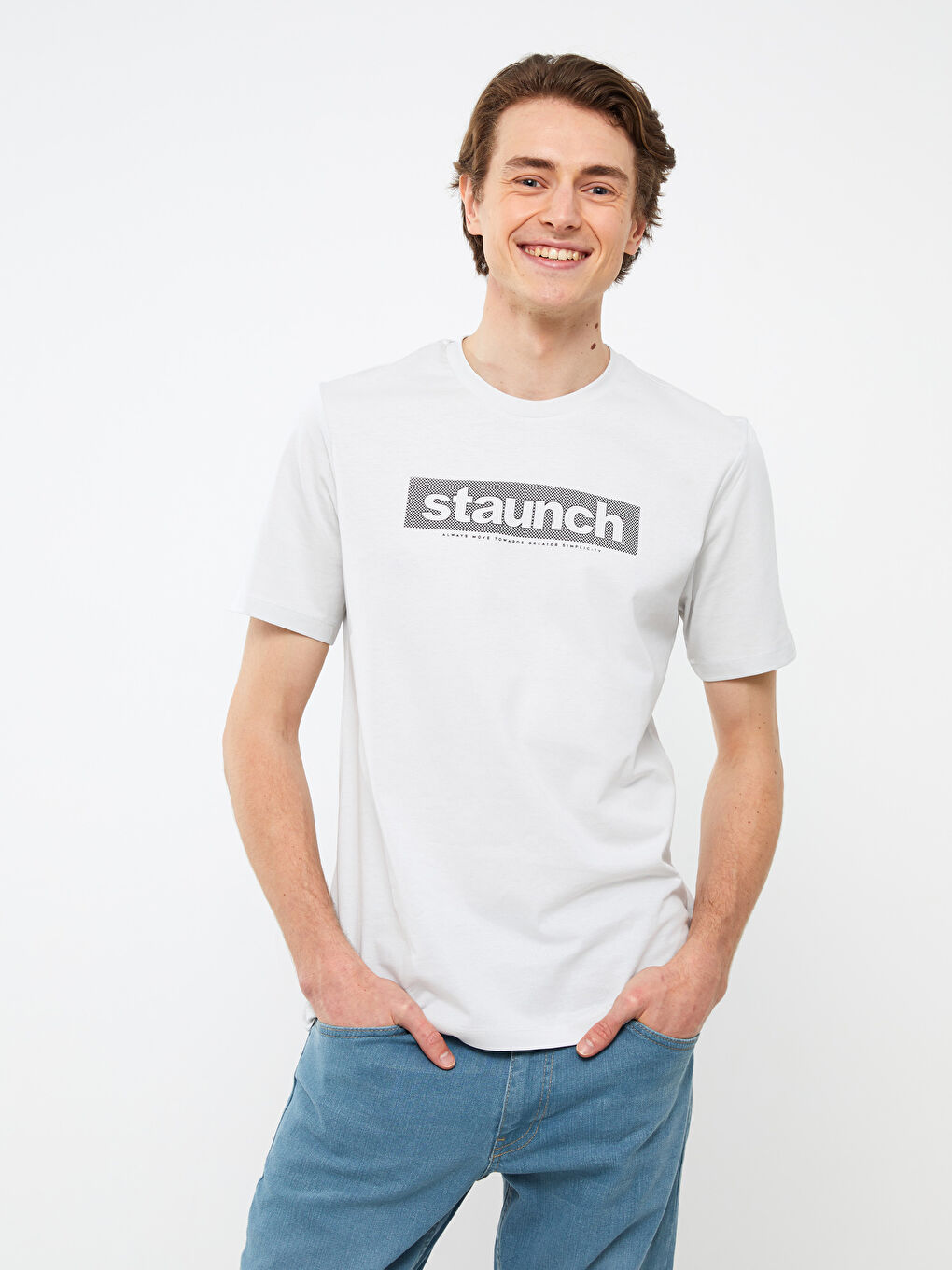 Crew Neck Short Sleeve Printed Combed Cotton Men's T-shirt-1