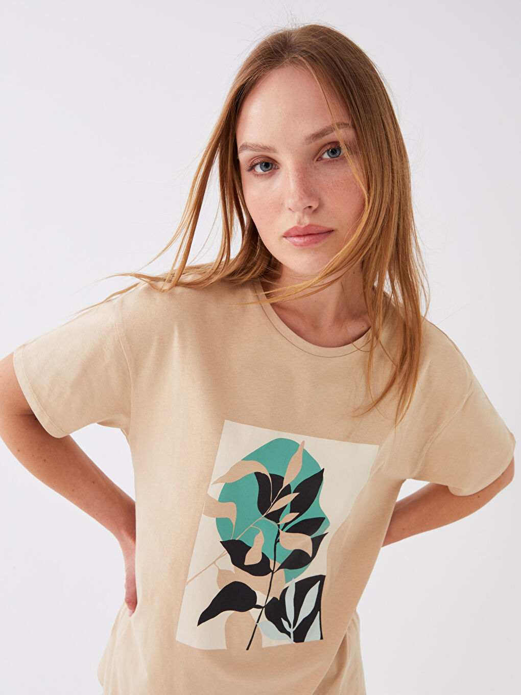 Crew Neck Printed Short Sleeve Women's T-Shirt