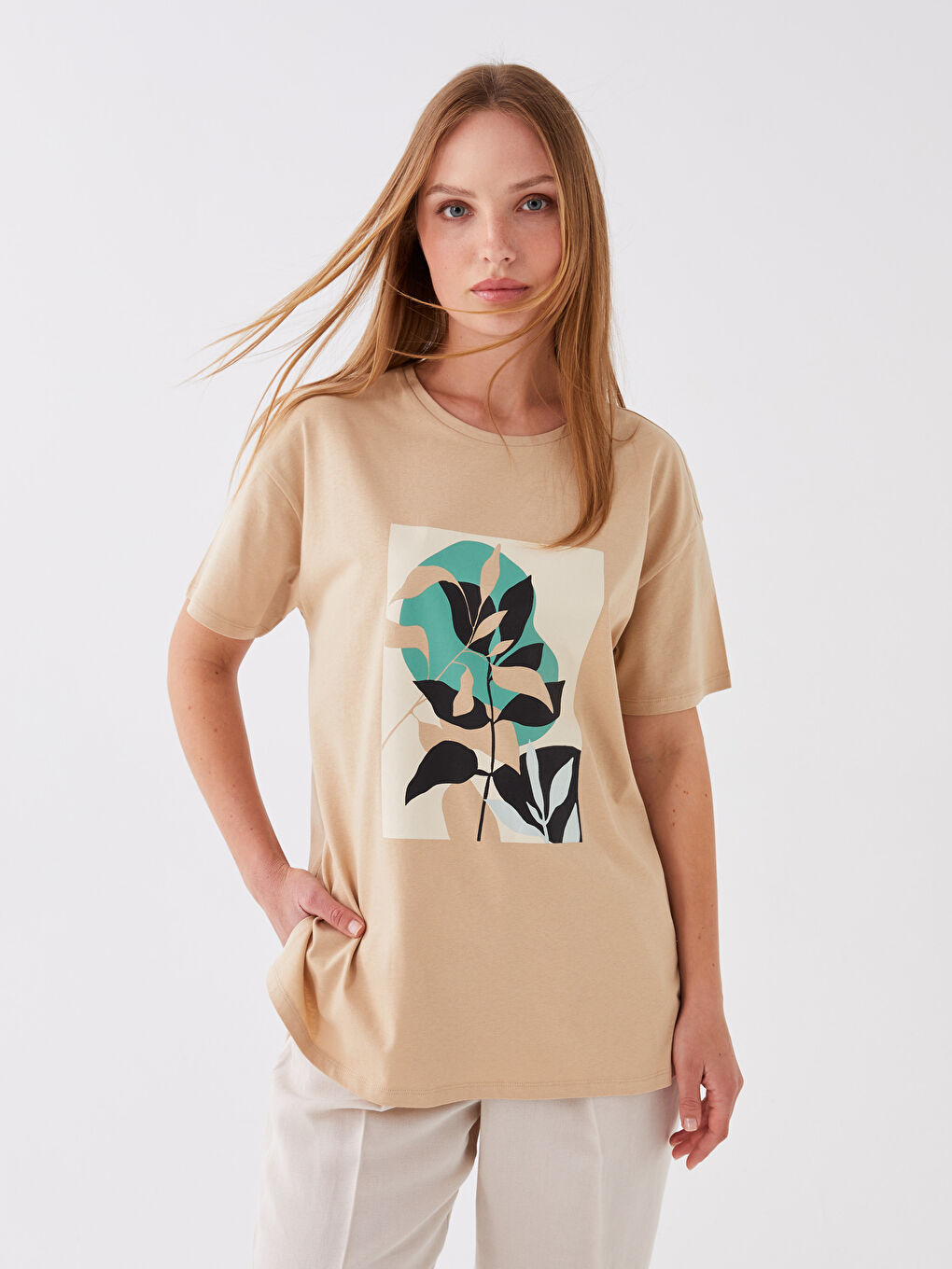Crew Neck Printed Short Sleeve Women's T-Shirt-1