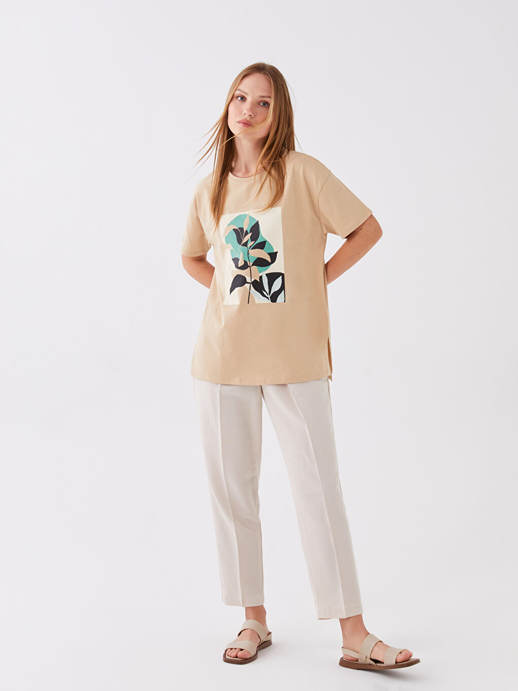 Crew Neck Printed Short Sleeve Women's T-Shirt-2