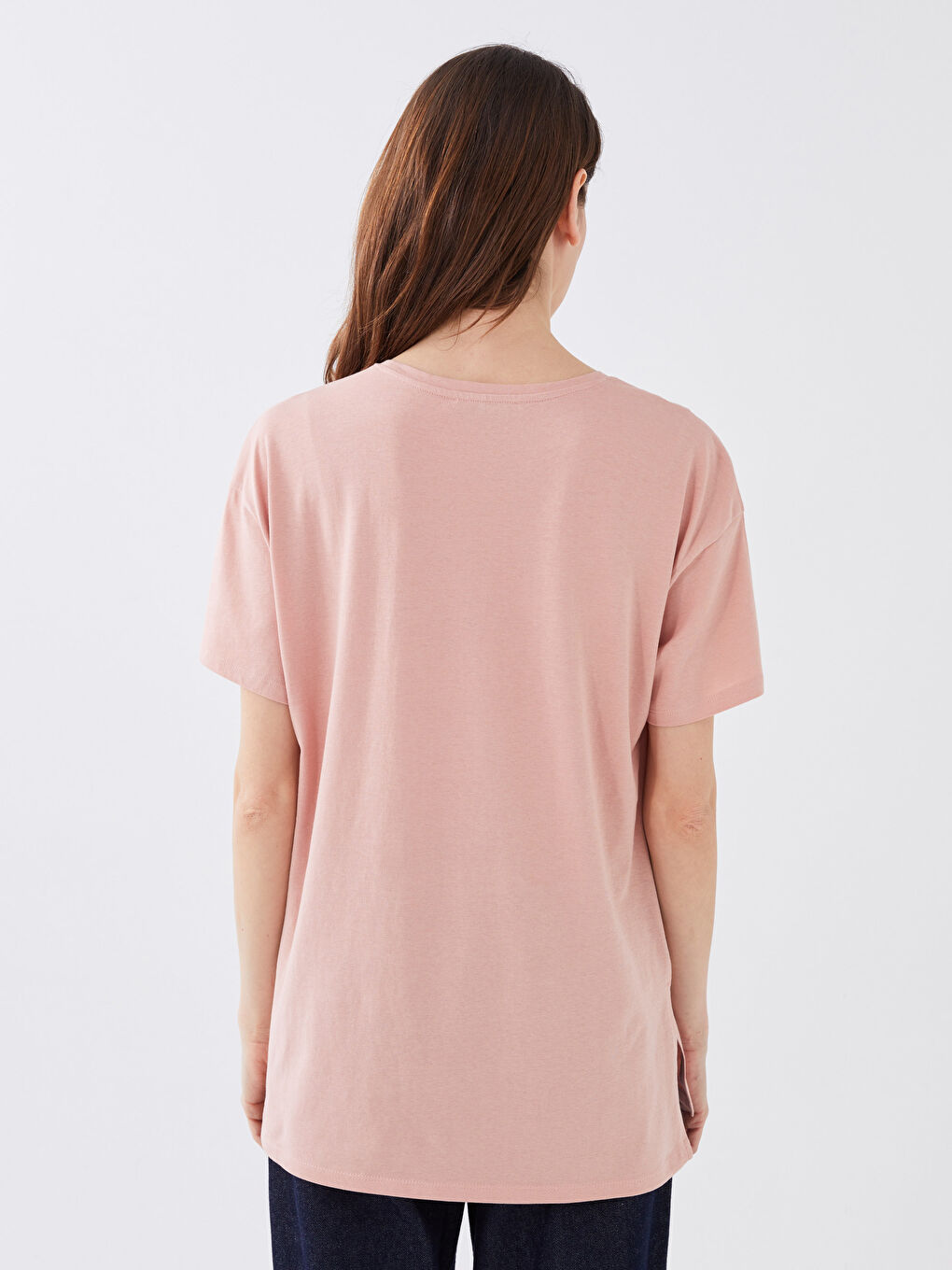 მრგვალი საყელო ნაბეჭდი მოკლე სახელო ქალებისთვის მაისური-4