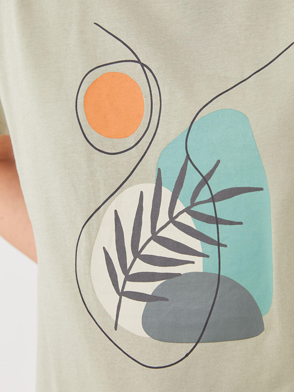 Yeşil Bisiklet Yaka Baskılı Kısa Kollu Kadın Tişört-3