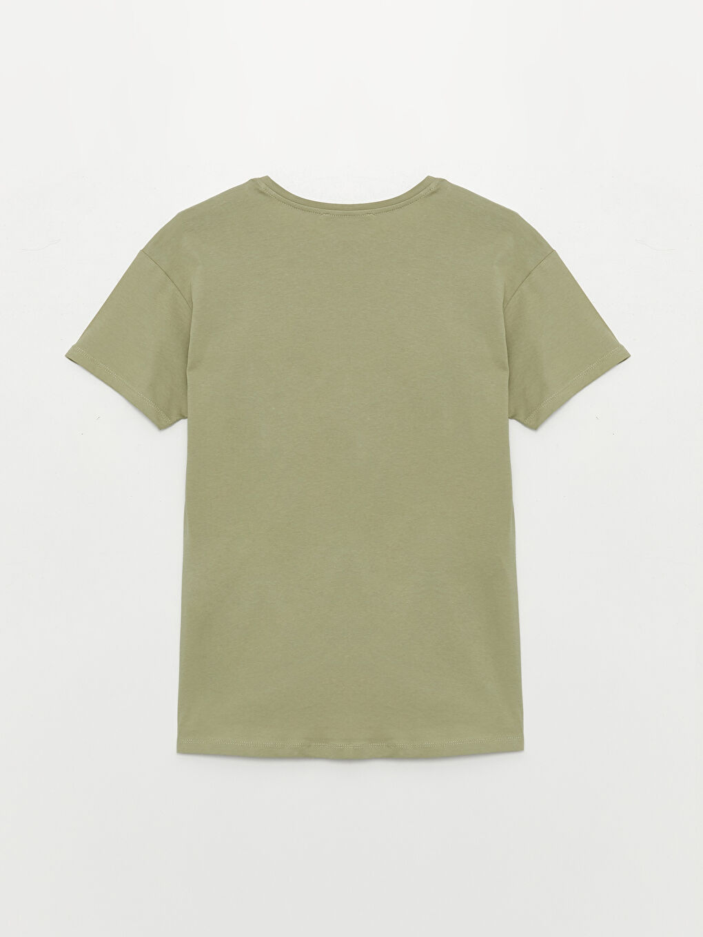 Yeşil Bisiklet Yaka Baskılı Kısa Kollu Kadın Tişört-6