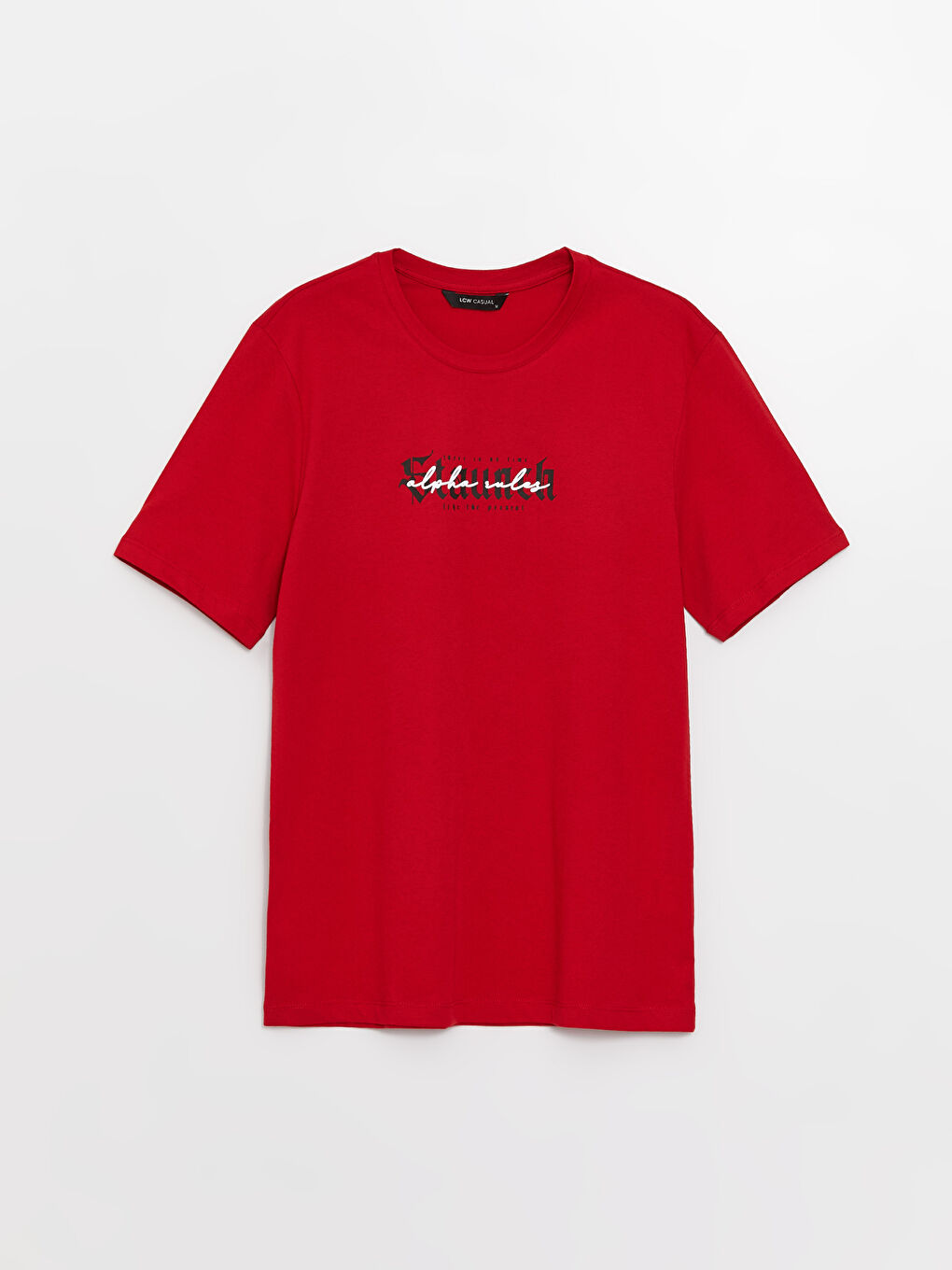 Kırmızı Bisiklet Yaka Kısa Kollu Baskılı Penye Erkek Tişört-5