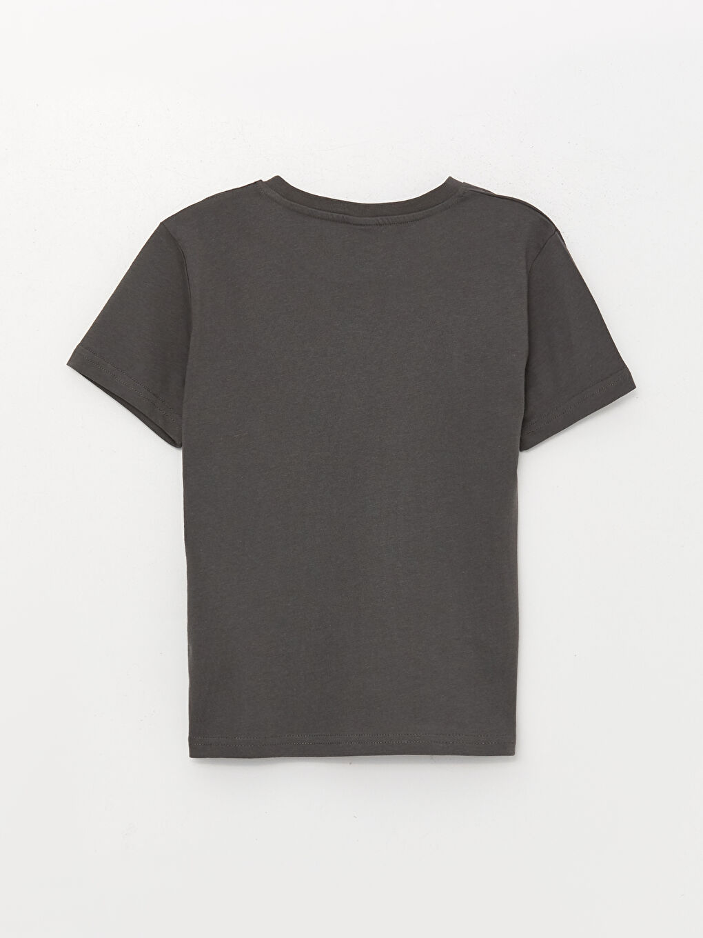 Gri Bisiklet Yaka Baskılı Kısa Kollu Erkek Çocuk Tişört-1