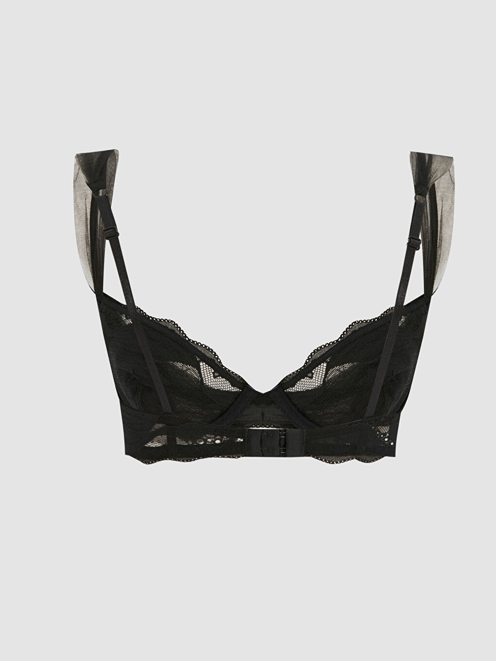 Siyah Balenli Dolgusuz Dantelli Fantezi Balkonet Sütyen-1