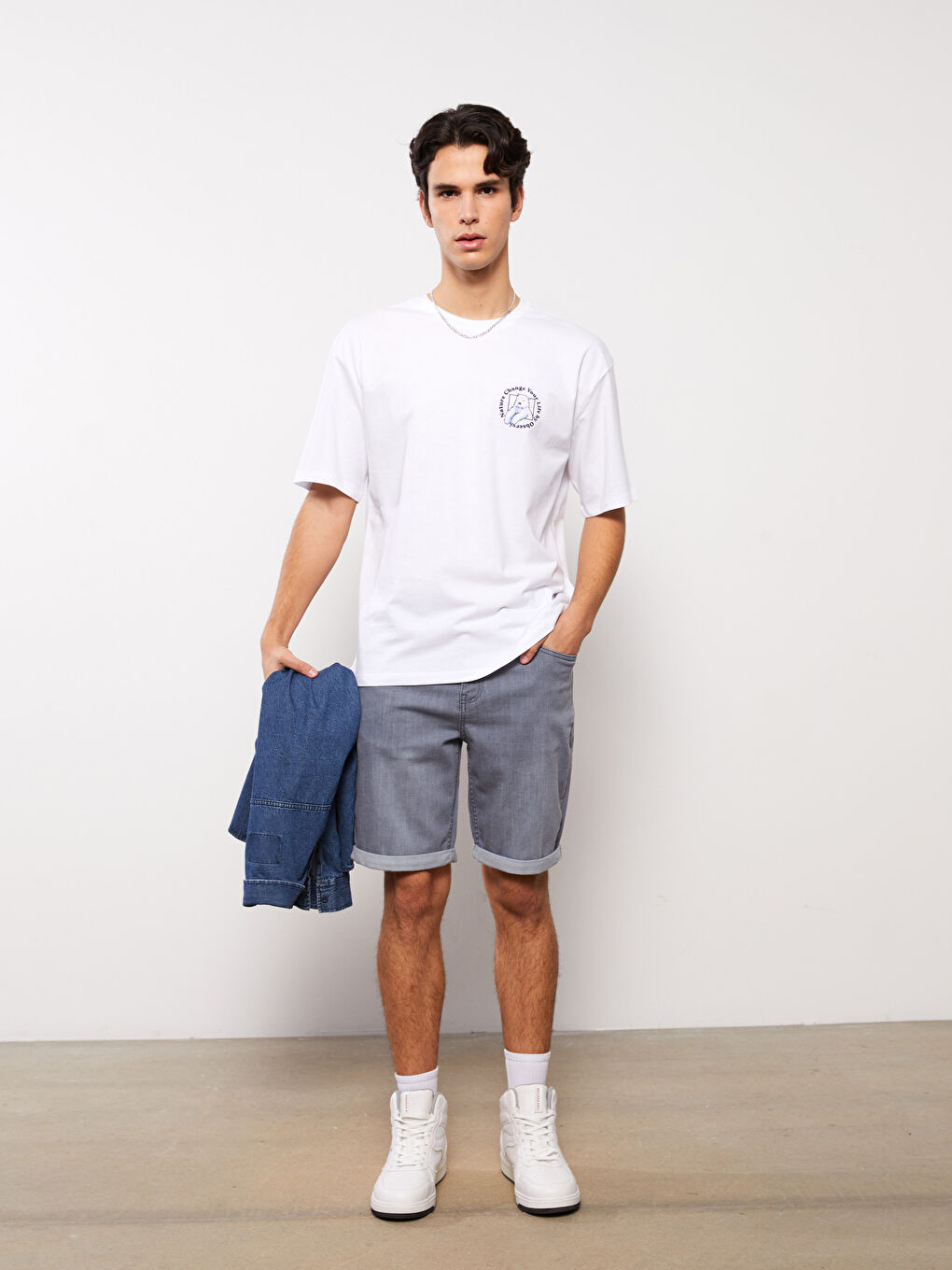 LCW Jeans Slim Fit Men's Denim Shorts -S3DV81Z8-GRD