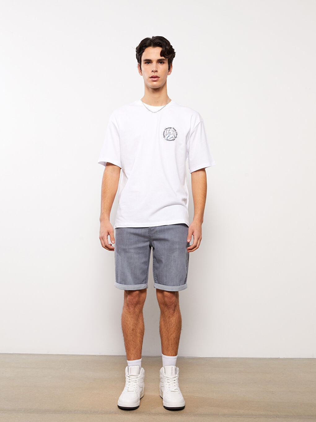 LCW Jeans Slim Fit Men's Denim Shorts -S3DV81Z8-GRD