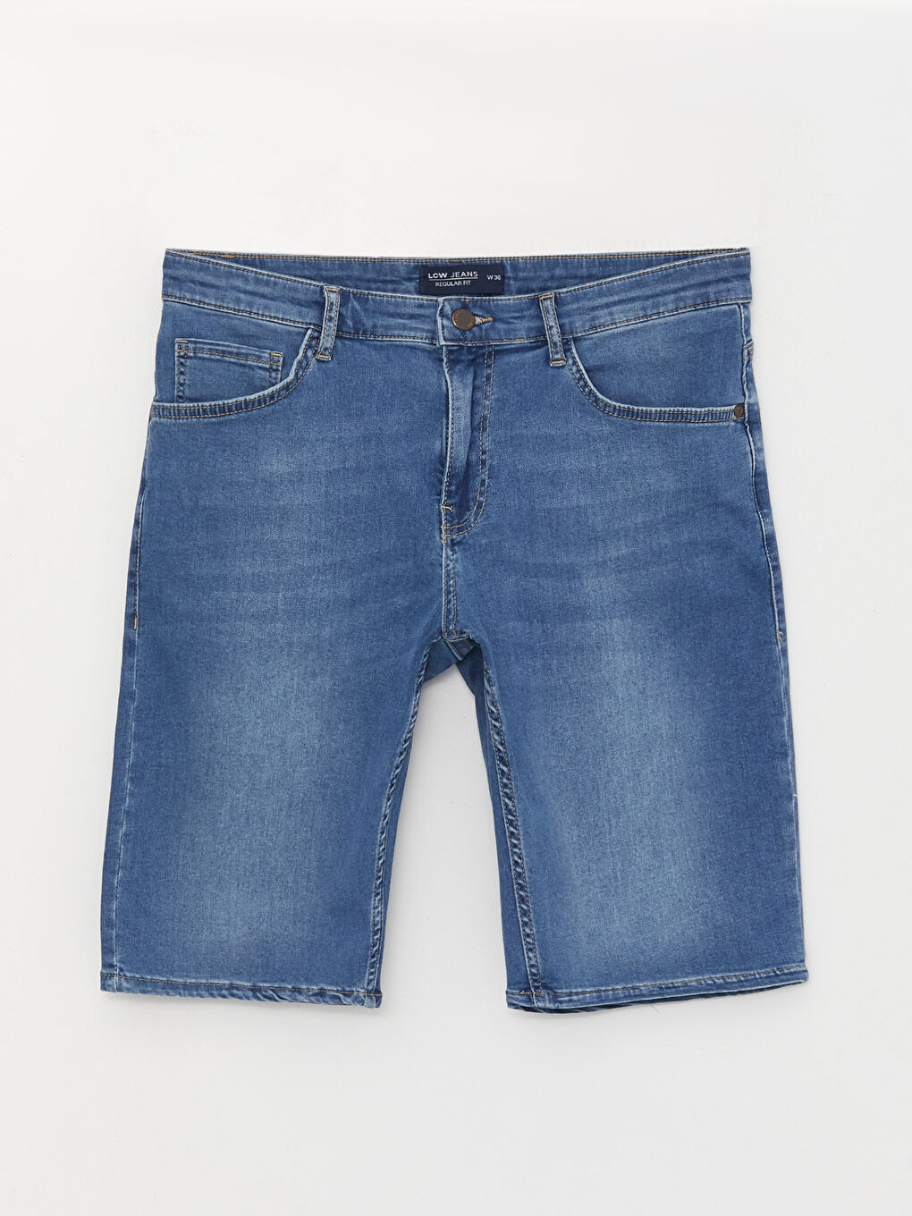 İndigo Standart Kalıp Erkek Jean Şort-5