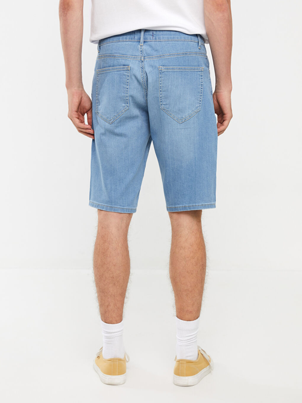 İndigo Standart Kalıp Erkek Jean Şort-3