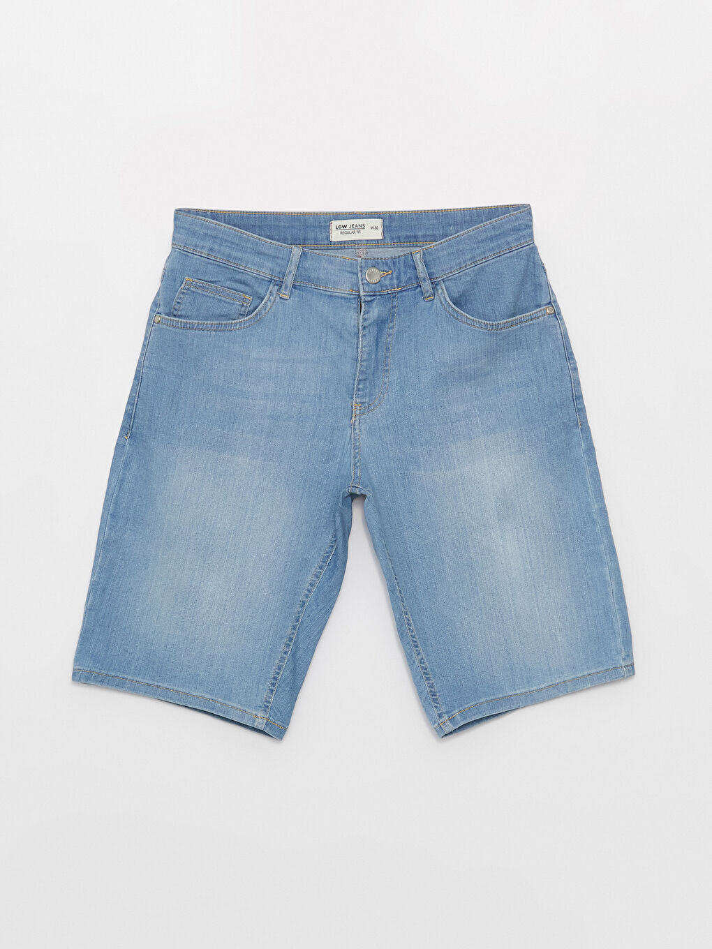 İndigo Standart Kalıp Erkek Jean Şort-5