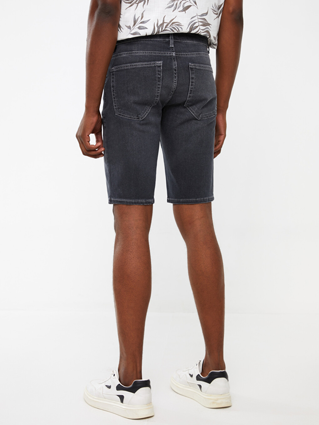 Antrasit Skinny Fit Erkek Jean Şort-4