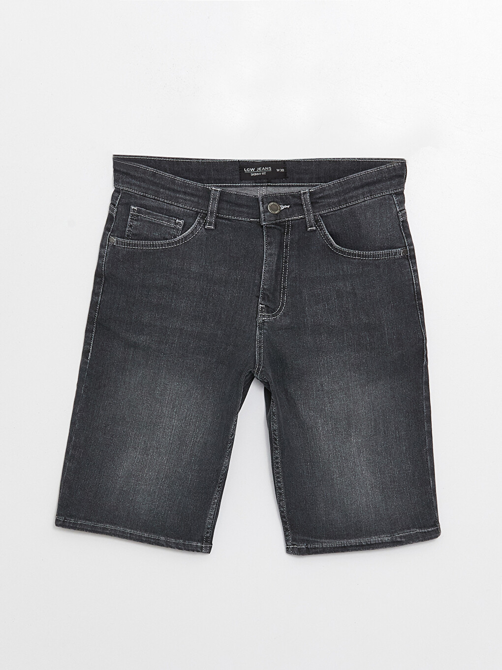 Antrasit Skinny Fit Erkek Jean Şort-5