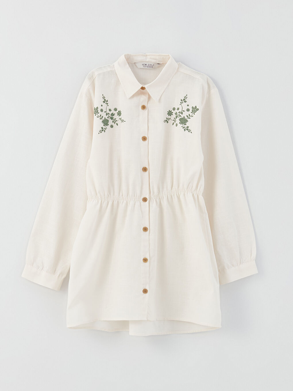 Ekru Baskılı Uzun Kollu Kız Çocuk Tunik