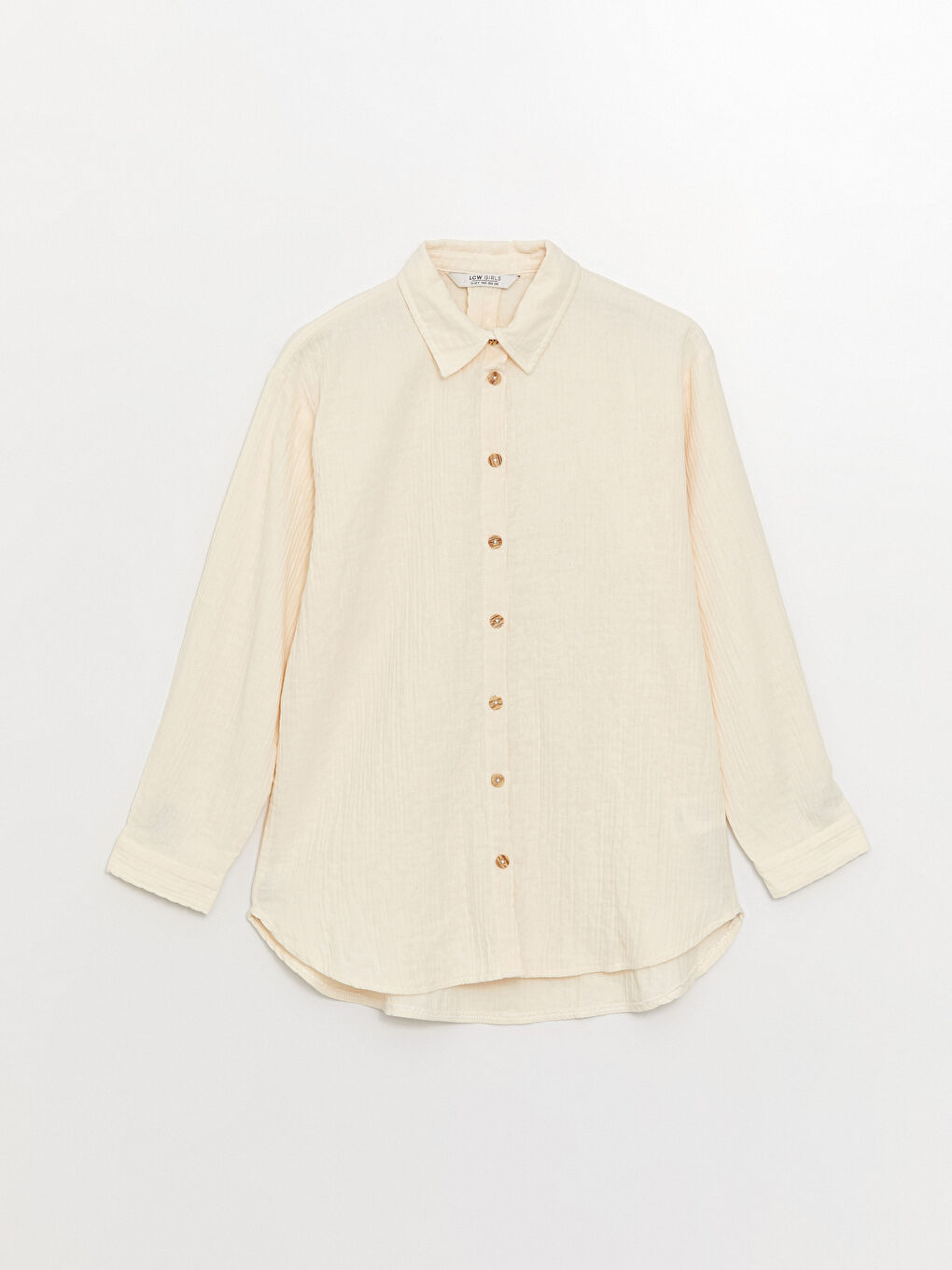 Collared Neck Basic Long Sleeve Girls' Tunic