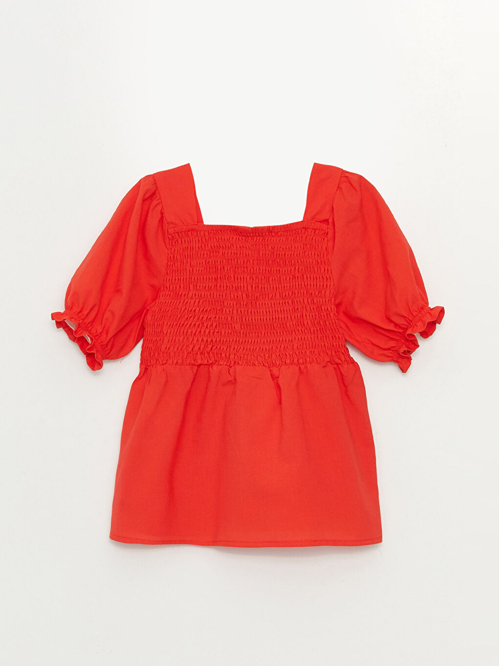 Square Collar Basic Short Sleeve Girls' Blouse-1