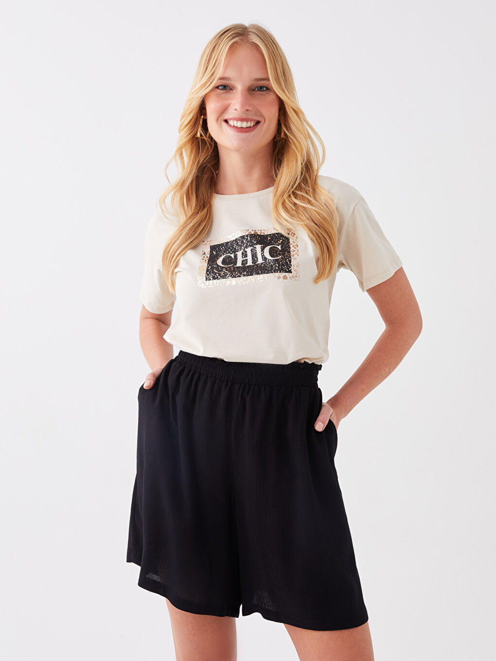 Crew Neck Printed Short Sleeve Women's T-Shirt-2