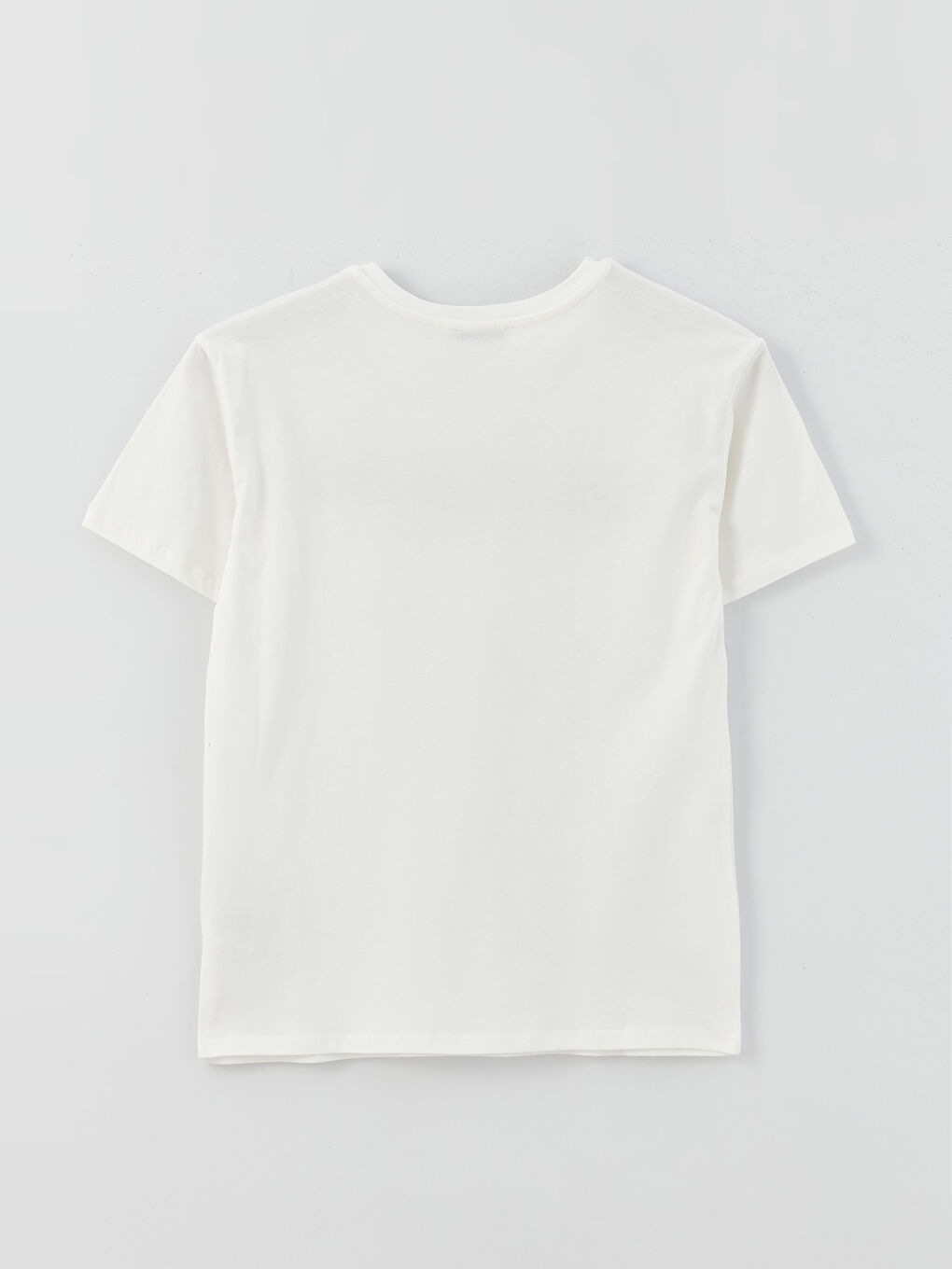 Ekru Bisiklet Yaka Baskılı Kısa Kollu Kadın Tişört-5