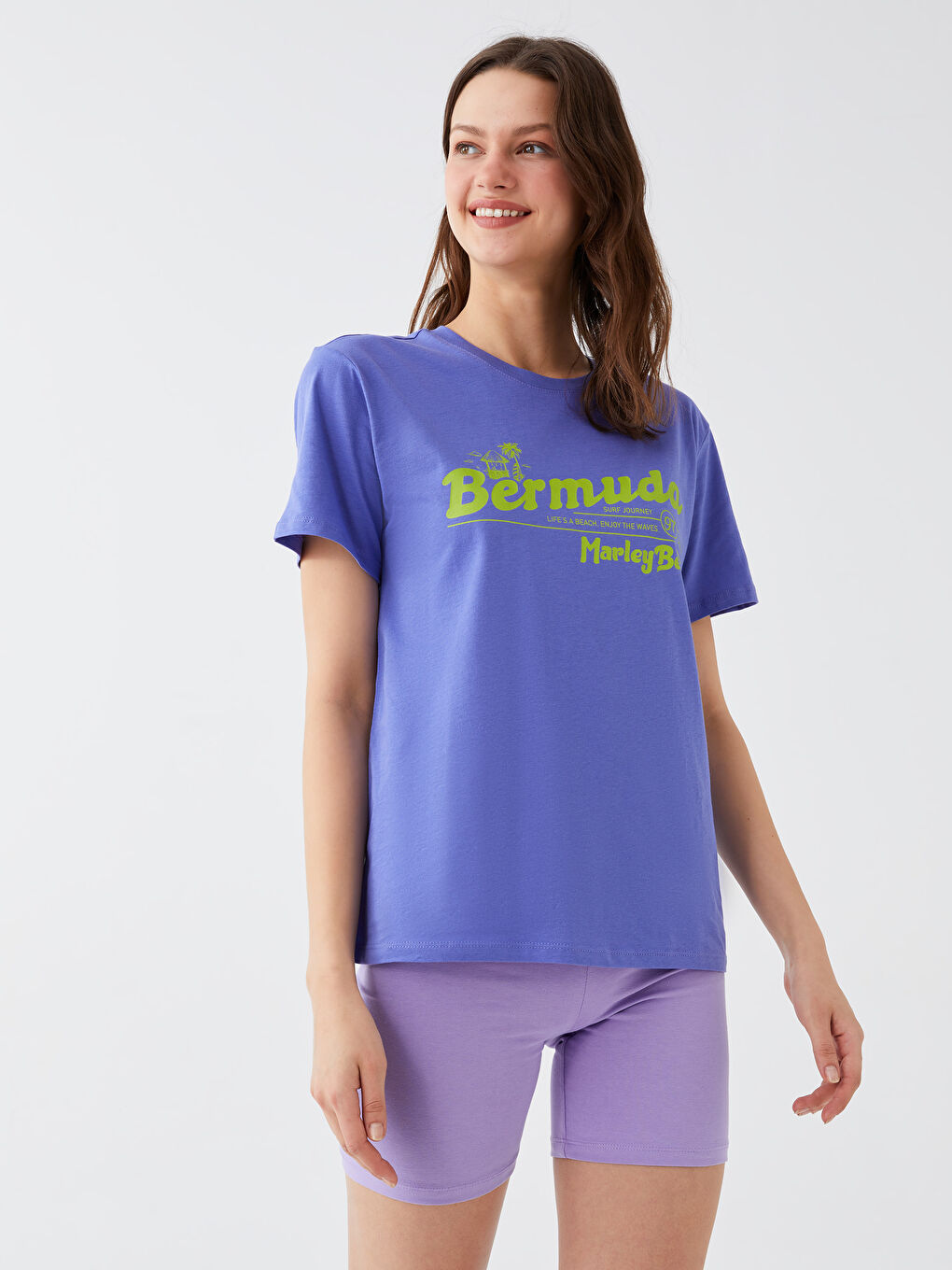 Crew Neck Printed Short Sleeve Women's T-Shirt-1