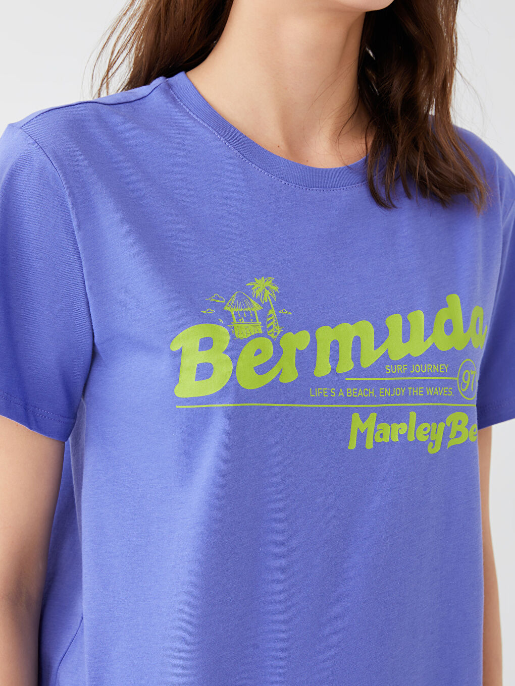 Crew Neck Printed Short Sleeve Women's T-Shirt-3