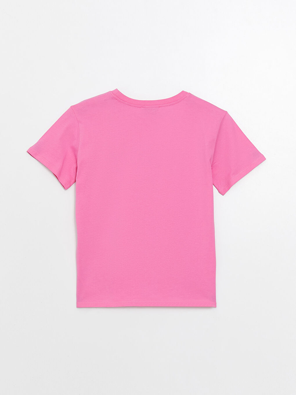 Pembe Bisiklet Yaka Baskılı Kısa Kollu Kadın Tişört-6