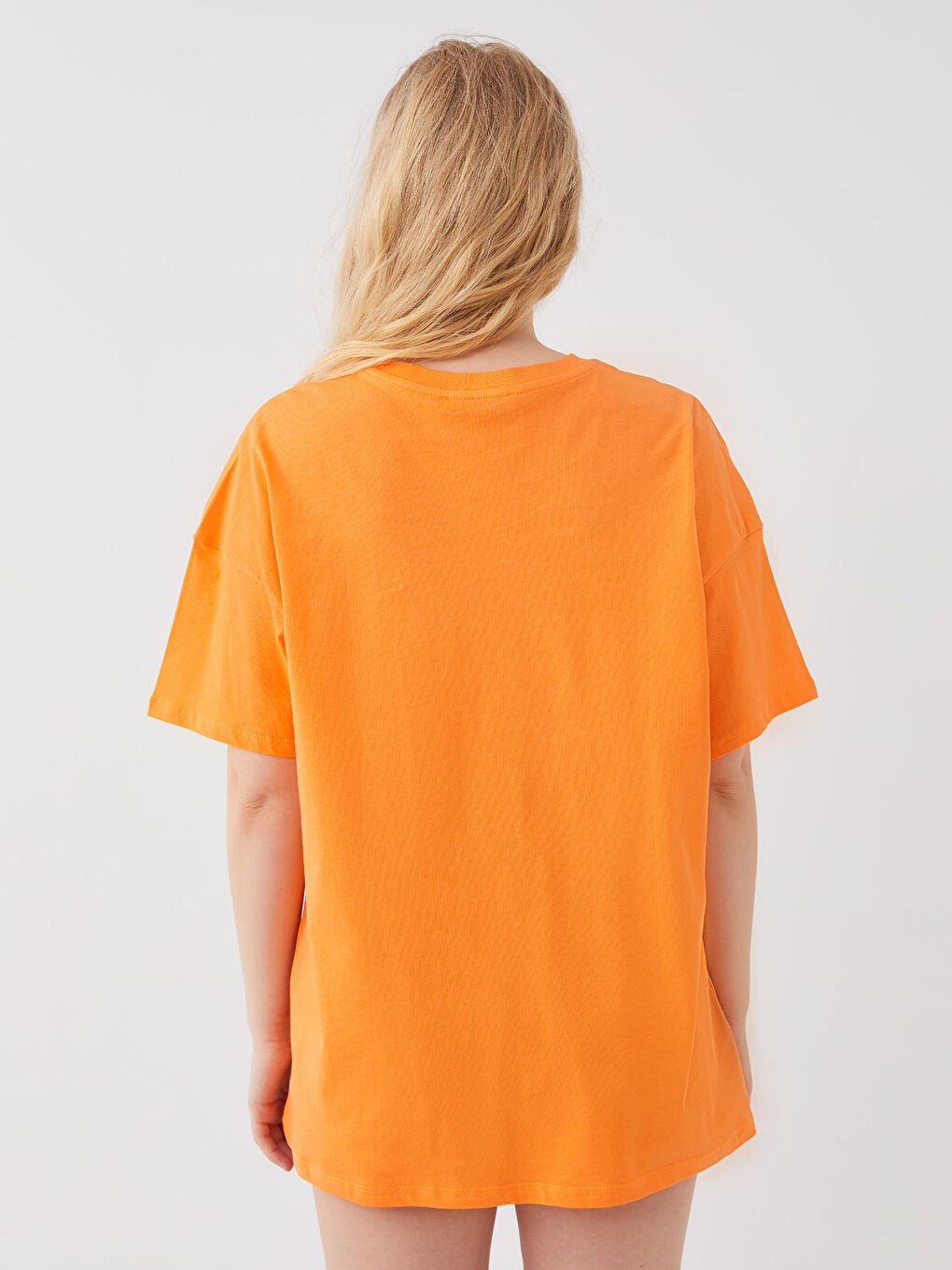 LCW Vision Crew Neck Printed Short Sleeve Oversize Women's T-Shirt -S3DY82Z8-GBE
