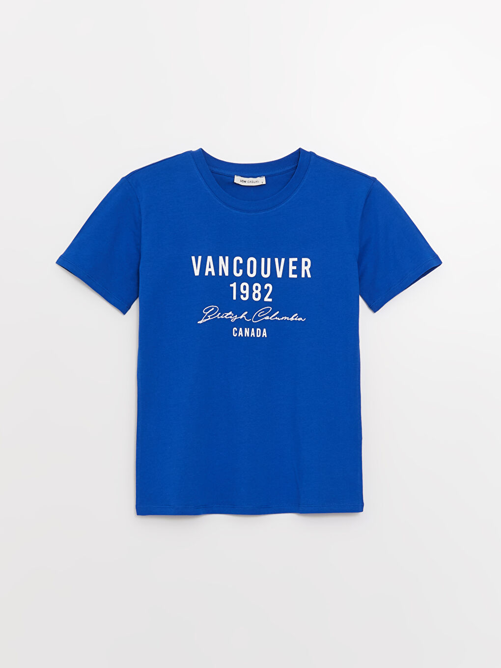 Mavi Bisiklet Yaka Baskılı Kısa Kollu Kadın Tişört-5