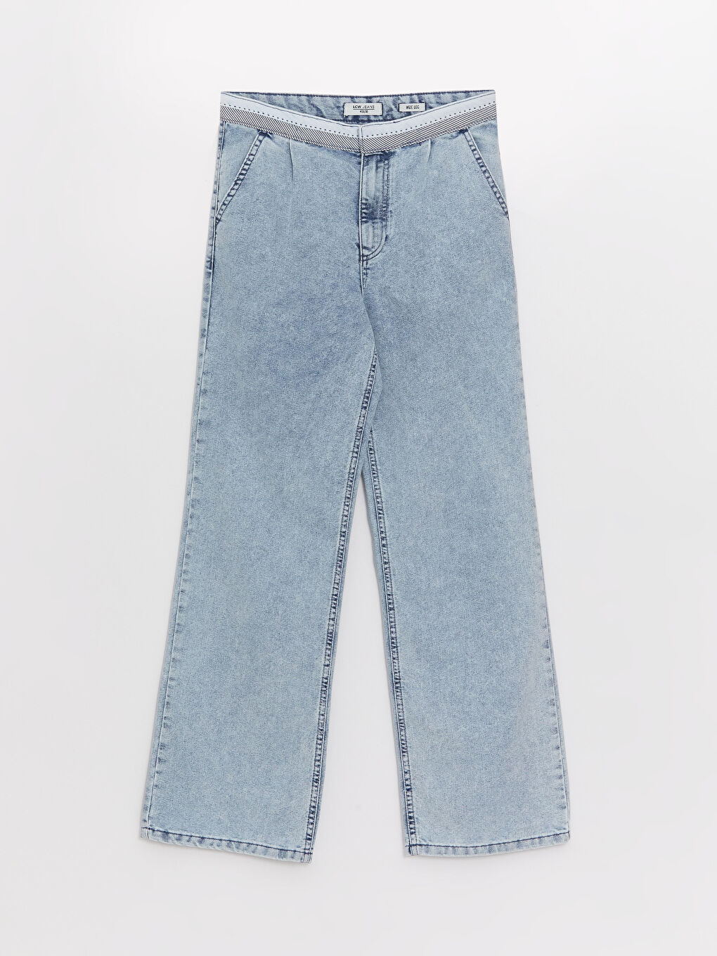 İndigo Normal Bel Wideleg Kadın Jean Pantolon-5