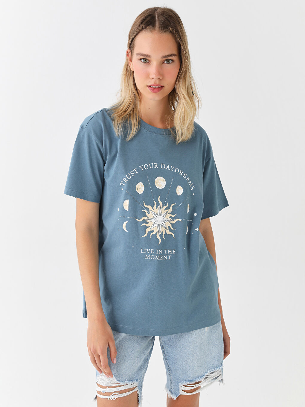 Crew Neck Printed Short Sleeve Women's T-Shirt-1