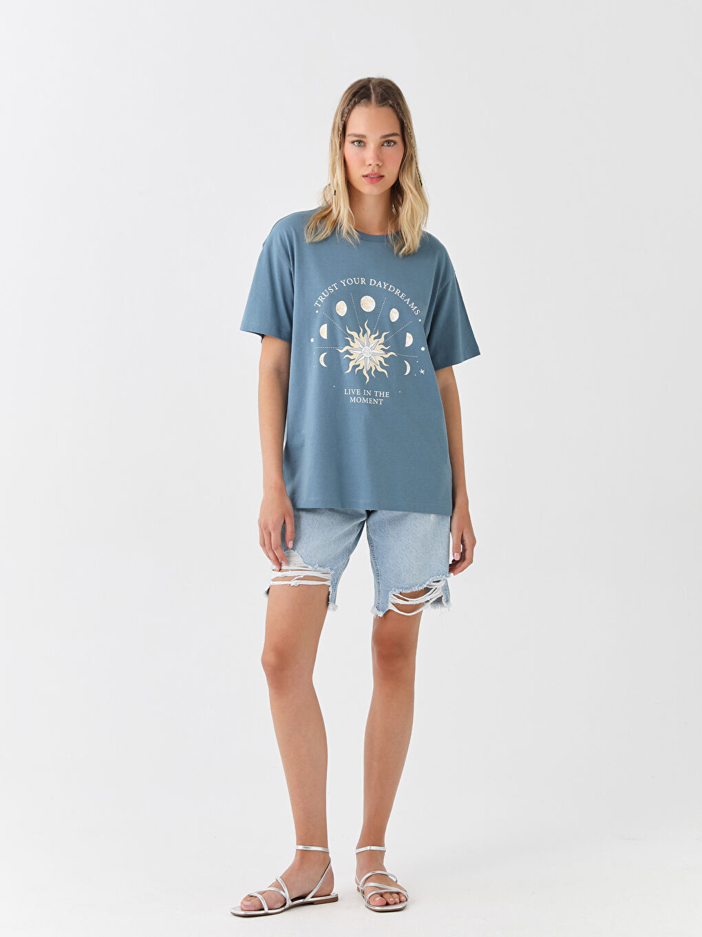 Crew Neck Printed Short Sleeve Women's T-Shirt-2