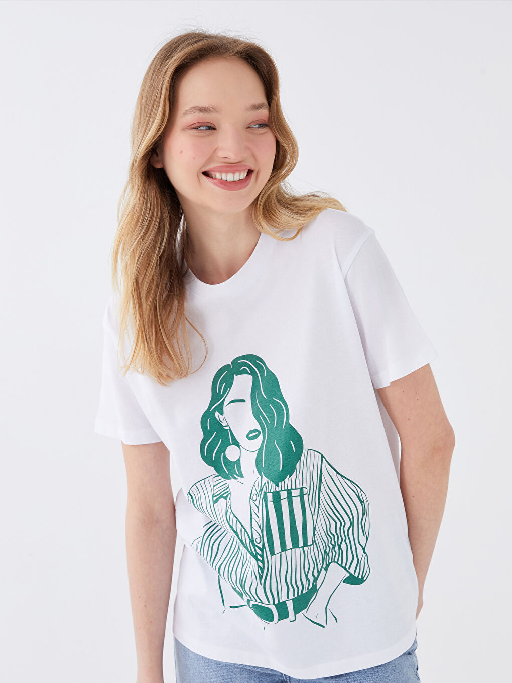 Tシャツ・カットソー OJOS : 25SS / Twisted Tuck Cap Sleeves (3colors) LCW Vision Crew Neck Printed Short Sleeve Women's T-Shirt