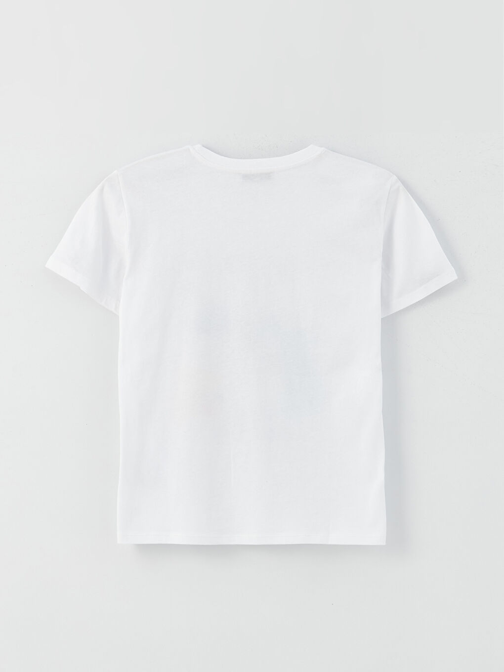 Beyaz Bisiklet Yaka Baskılı Kısa Kollu Kadın Tişört-6