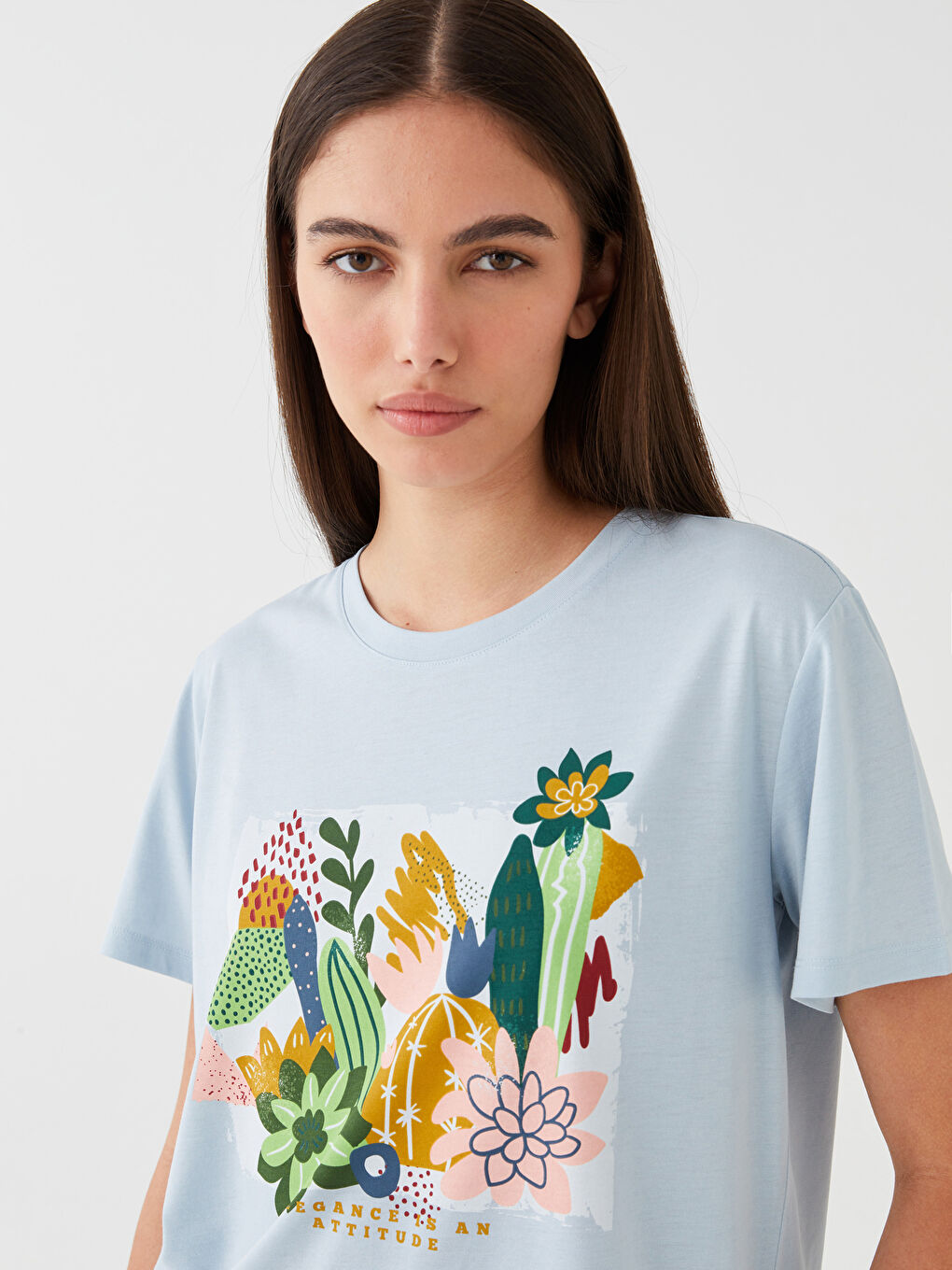 Crew Neck Printed Short Sleeve Women's T-Shirt-1