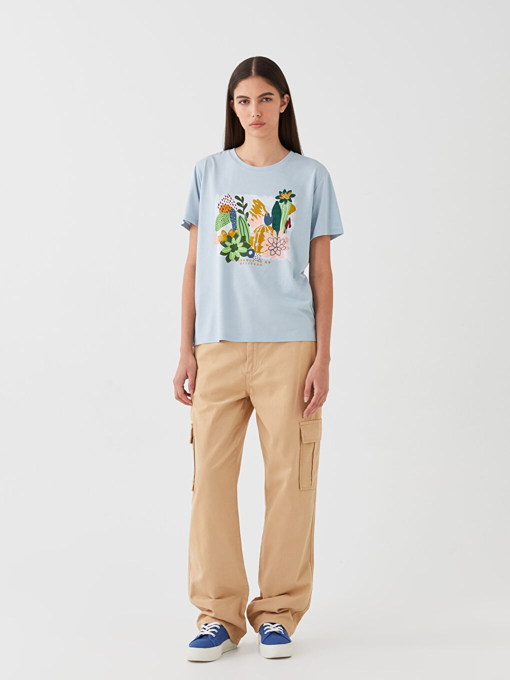 Crew Neck Printed Short Sleeve Women's T-Shirt-2