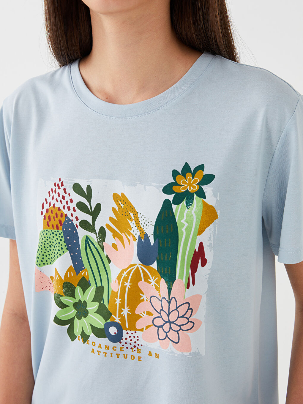 Crew Neck Printed Short Sleeve Women's T-Shirt-3