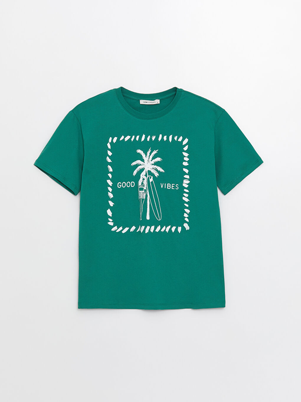 მრგვალი საყელო ნაბეჭდი მოკლე სახელო ქალებისთვის მაისური-5