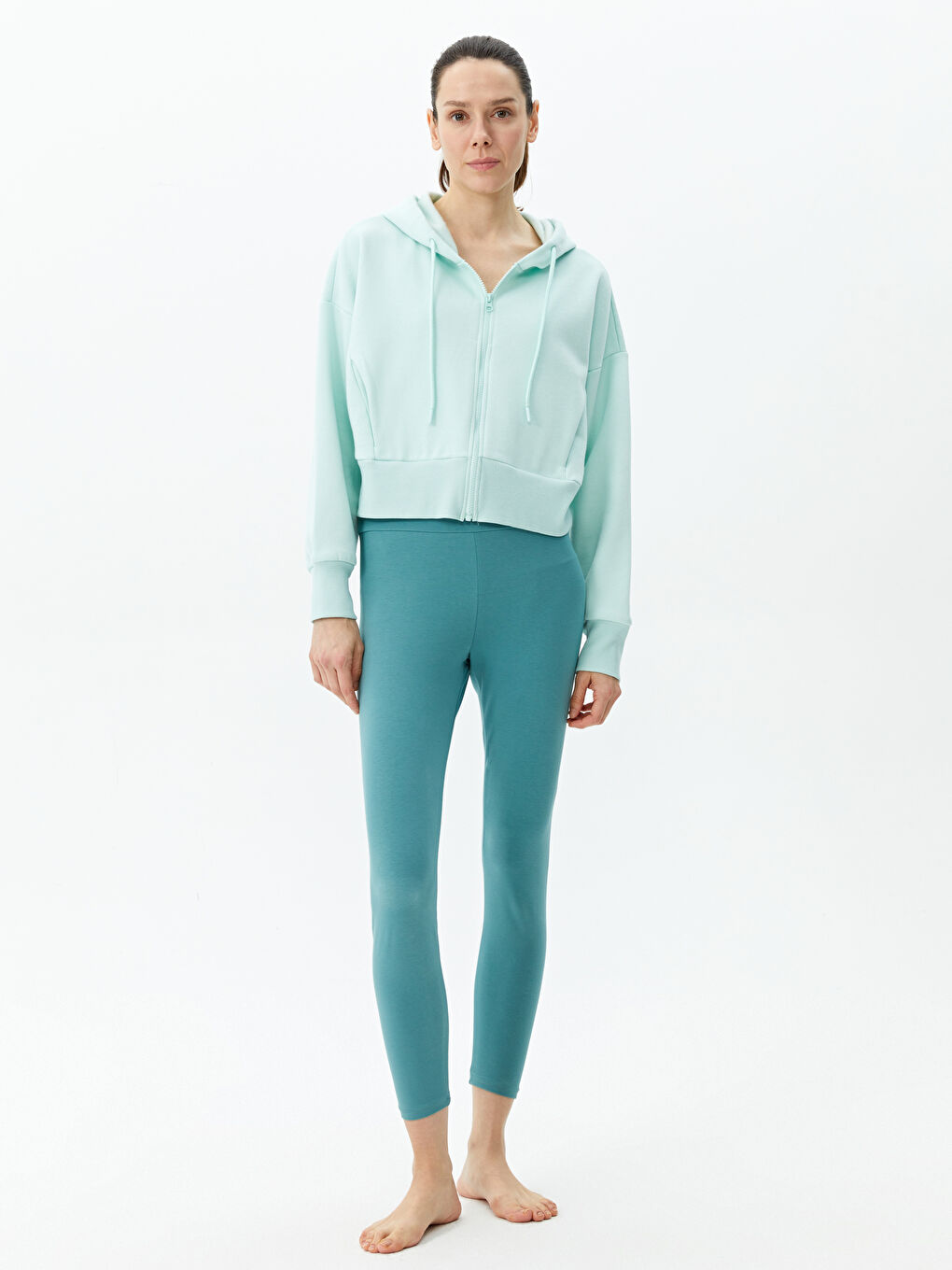 Women's Hooded Plain Long Sleeve Sport Cardigan -S3EA09Z8-FUE