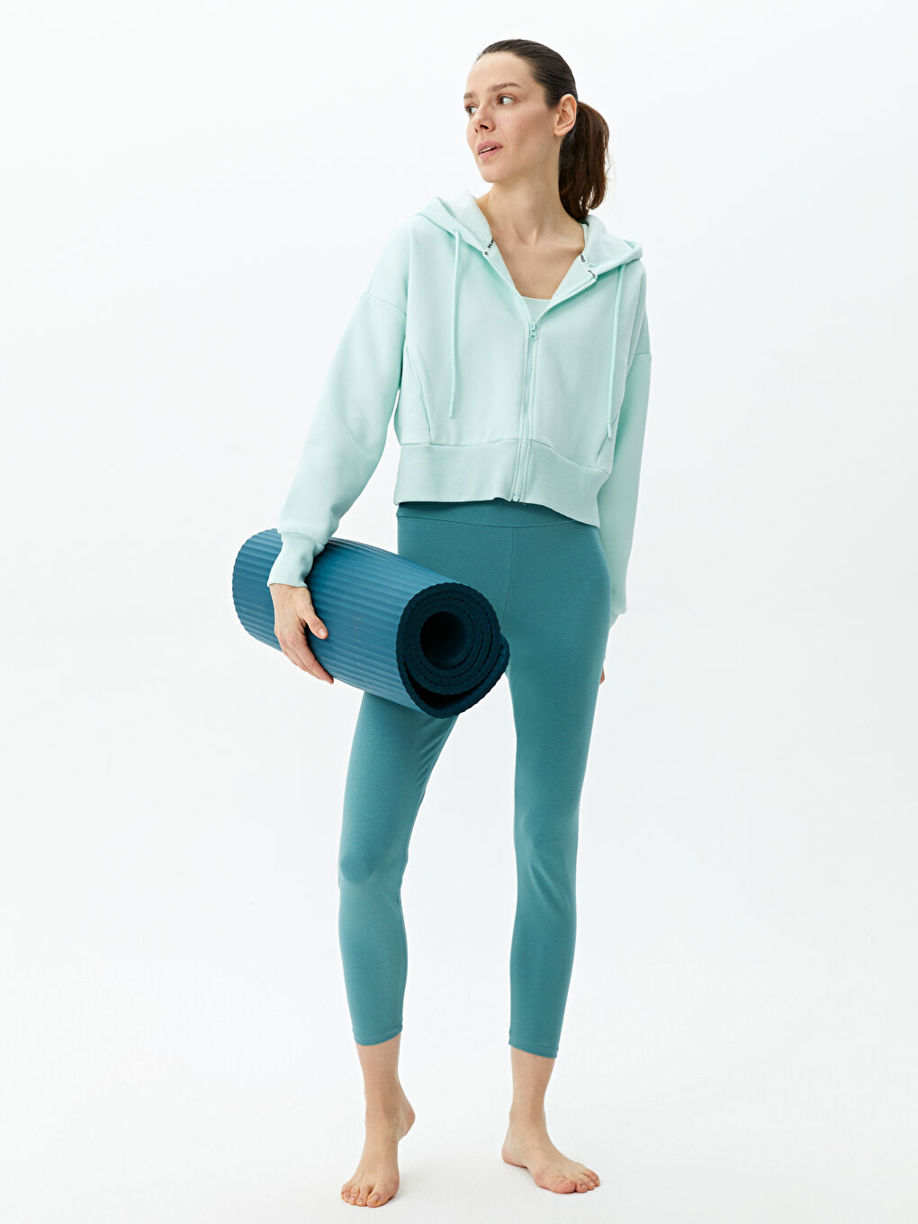 Women's Hooded Plain Long Sleeve Sport Cardigan -S3EA09Z8-FUE