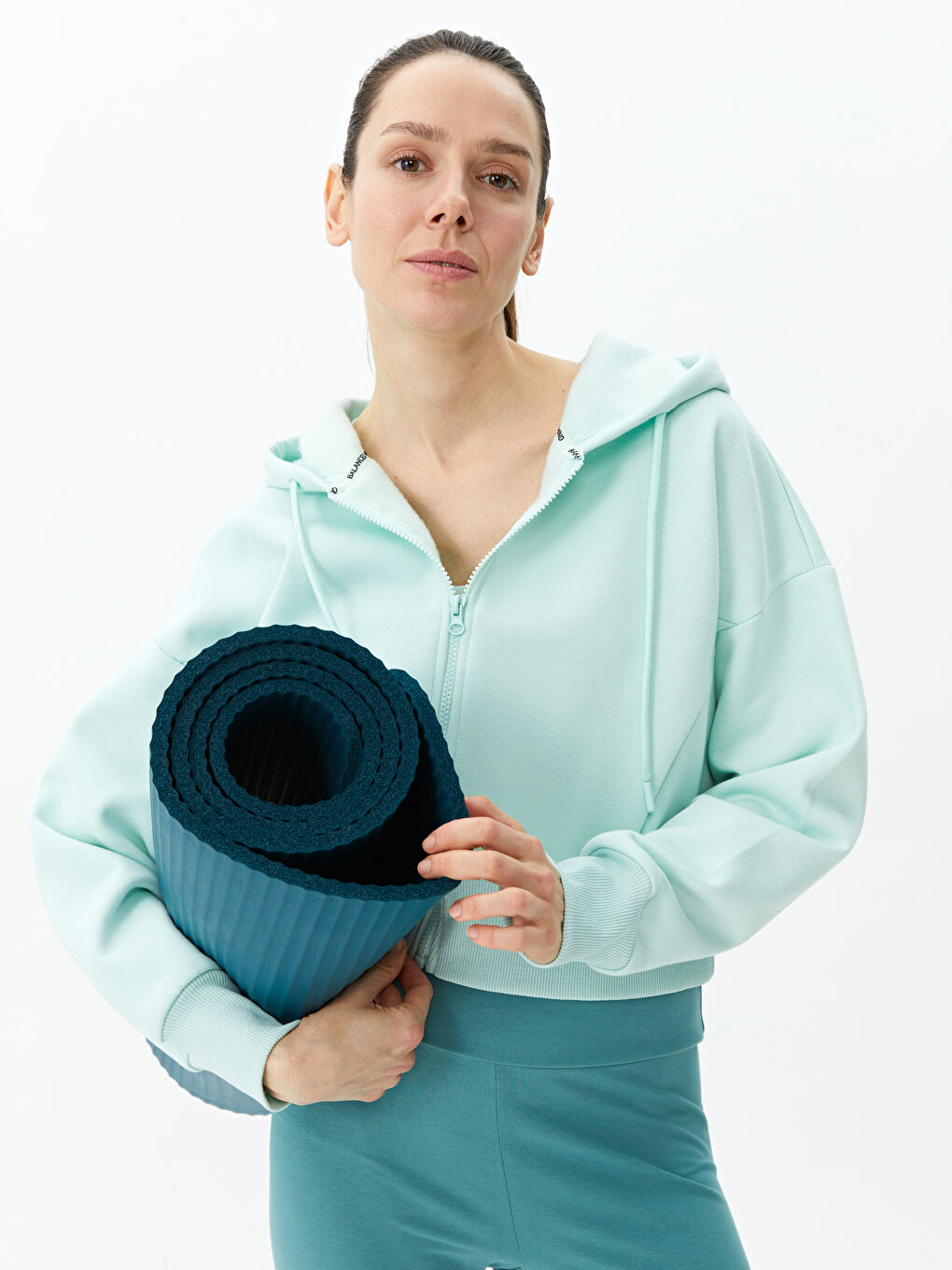 Women's Hooded Plain Long Sleeve Sport Cardigan -S3EA09Z8-FUE