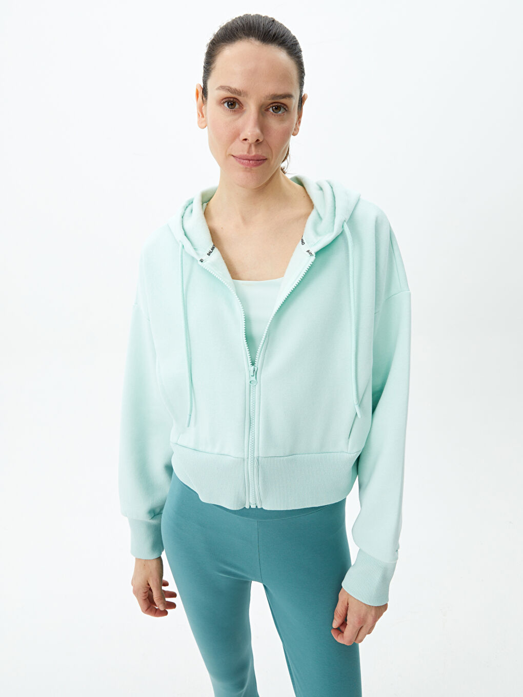 Women's Hooded Plain Long Sleeve Sport Cardigan -S3EA09Z8-FUE